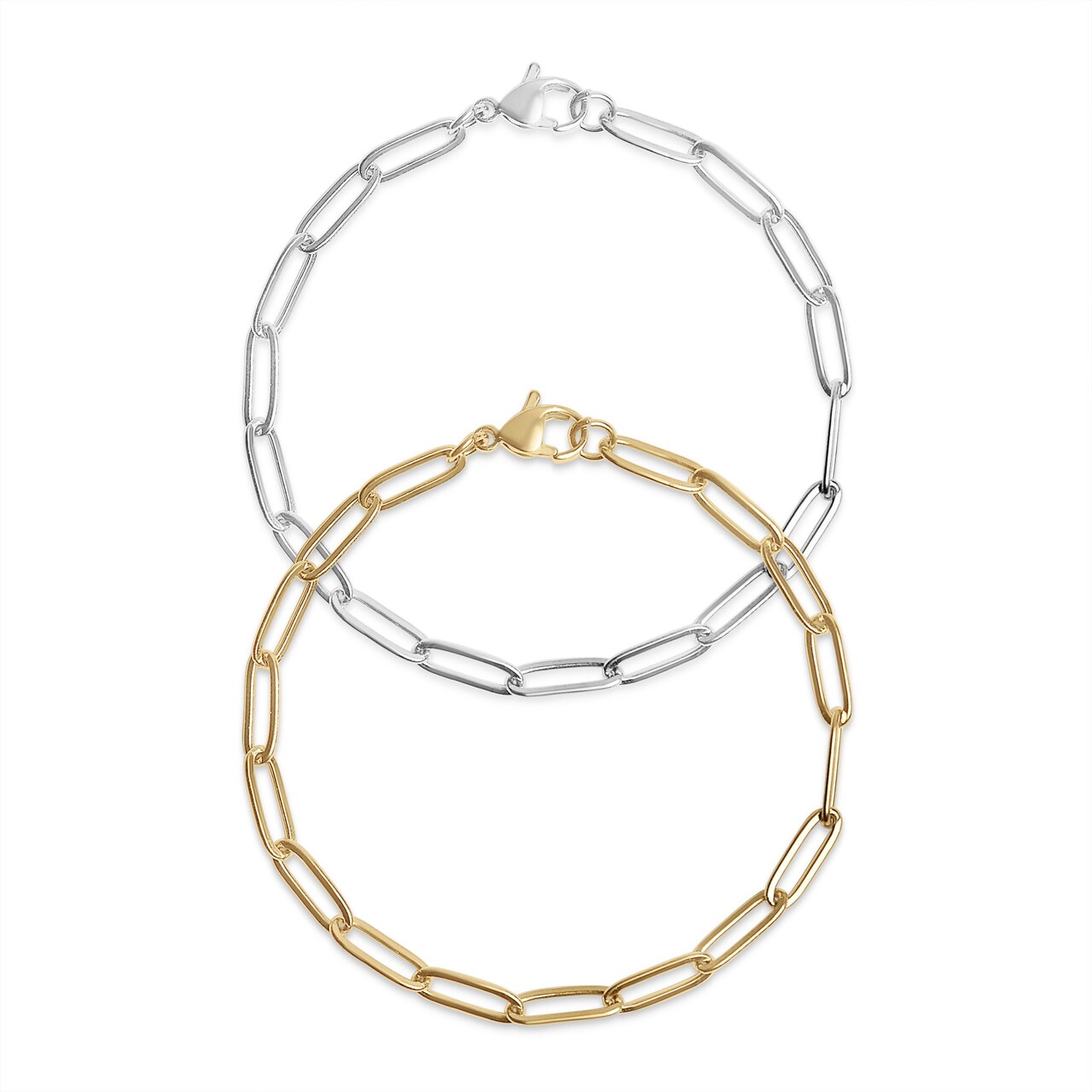 Stainless Steel Paperclip Chain Bracelet | Gold Bracelets for Layering | Minimalist Paperclip Chain Necklaces for Women